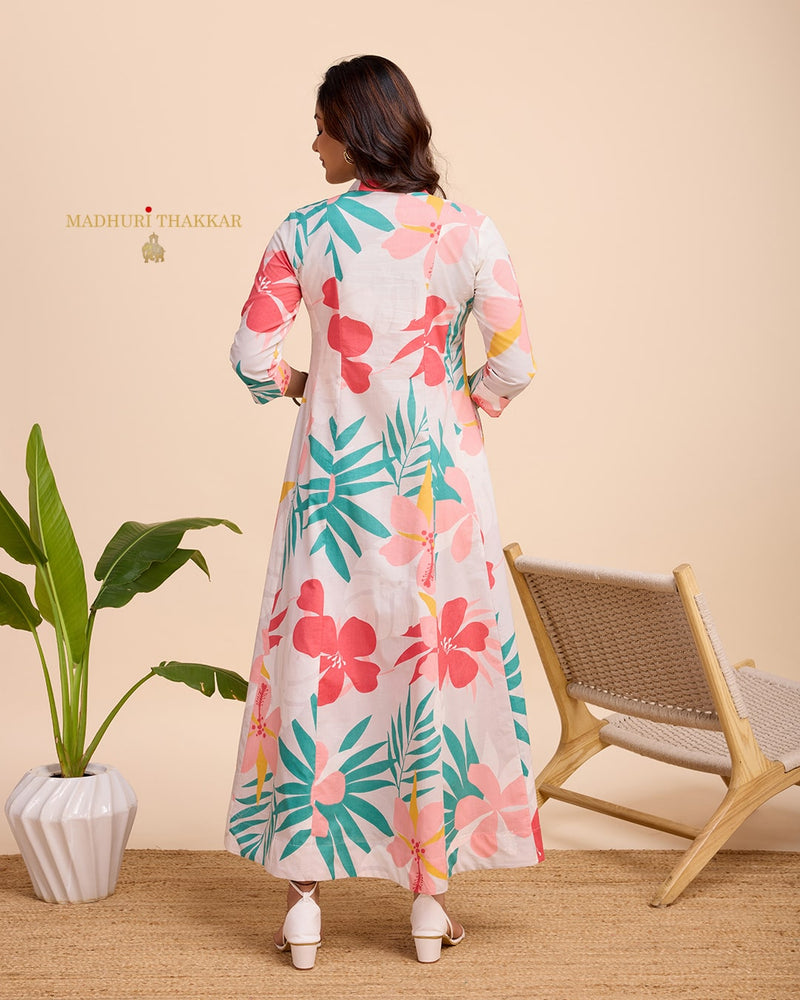 Multi Color Floral Cotton Pintex Dress