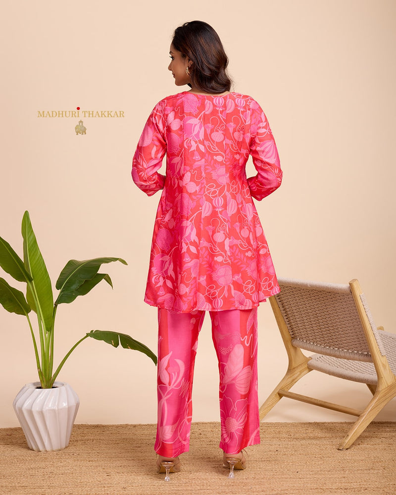 Pink Blossom Handwork Muslin Co-ord