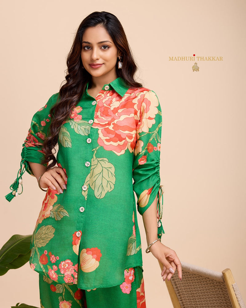 Green Floral Muslin Co-ord