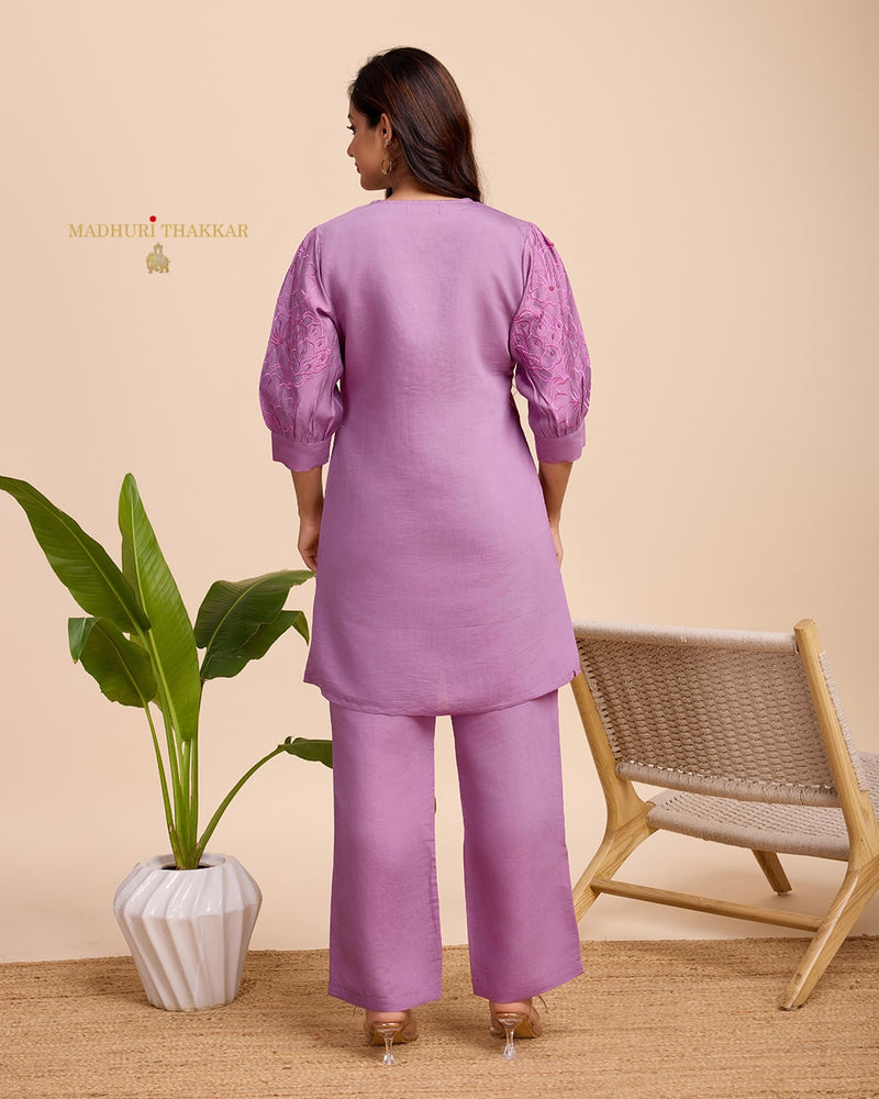 Lilac Chanderi Handwork Co-ord