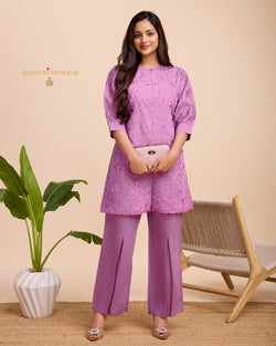 Lilac Chanderi Handwork Co-ord