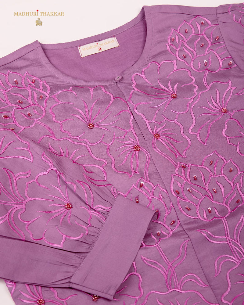 Lilac Chanderi Handwork Co-ord