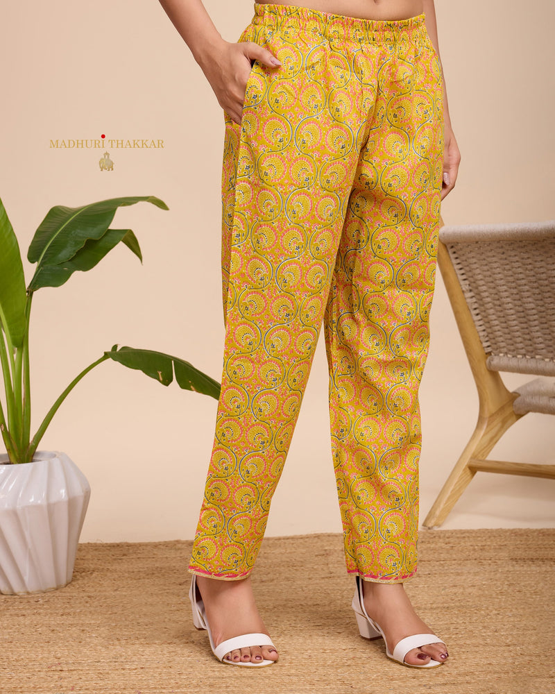 Yellow Cotton Handwork Suit