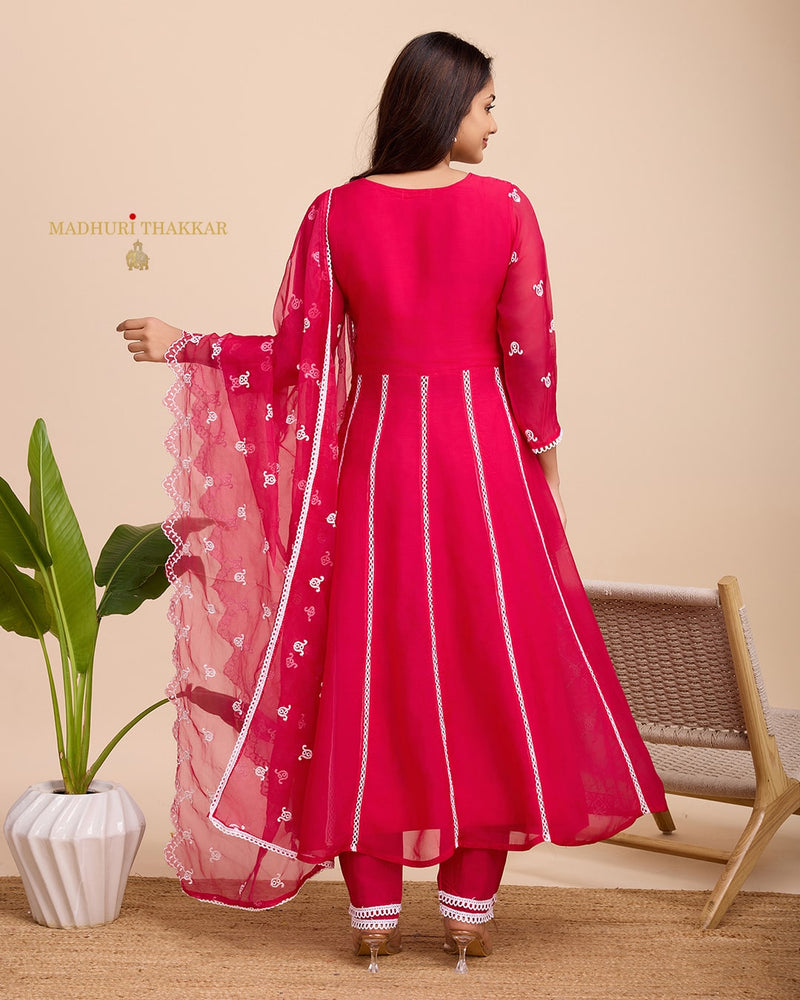 Rani Pink Organza Schiffli Anarkali