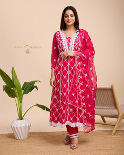 Rani Pink Organza Schiffli Anarkali