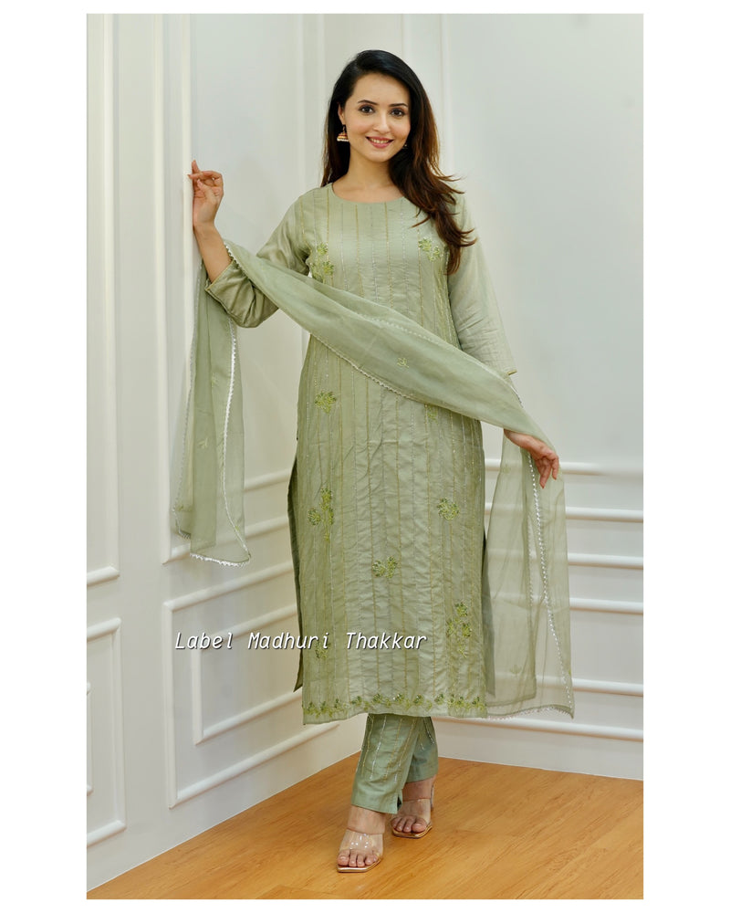 Mehendi Green Handwork Suit