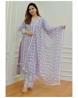 Lavender Schiffli Pakistani Suit