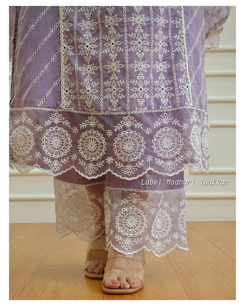 Lavender Schiffli Pakistani Suit