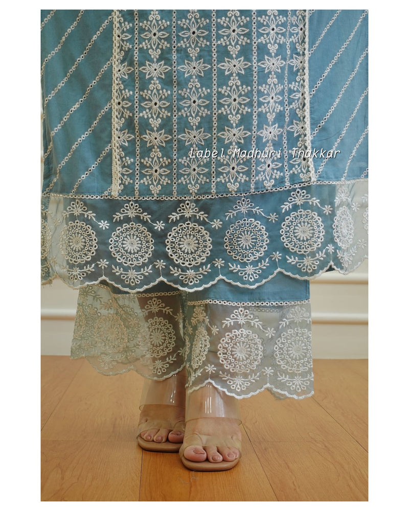 Blue Schiffli Pakistani Suit