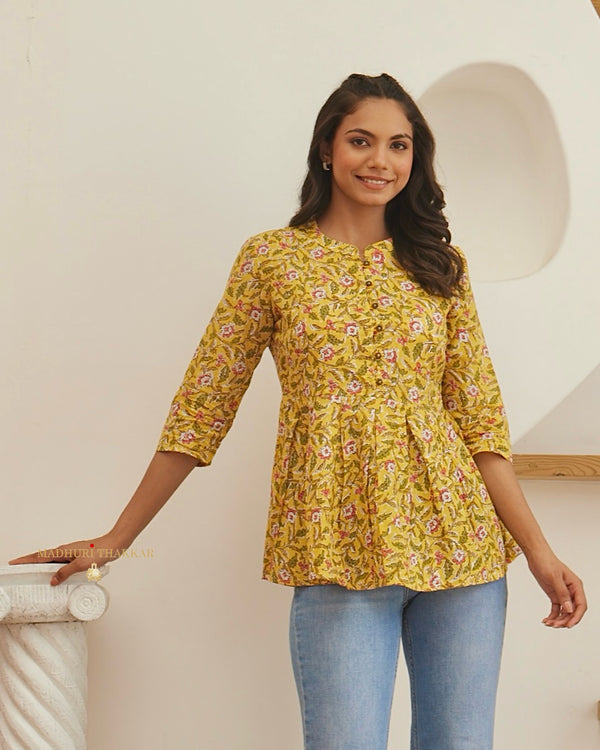 Yellow Floral Cotton Tunic