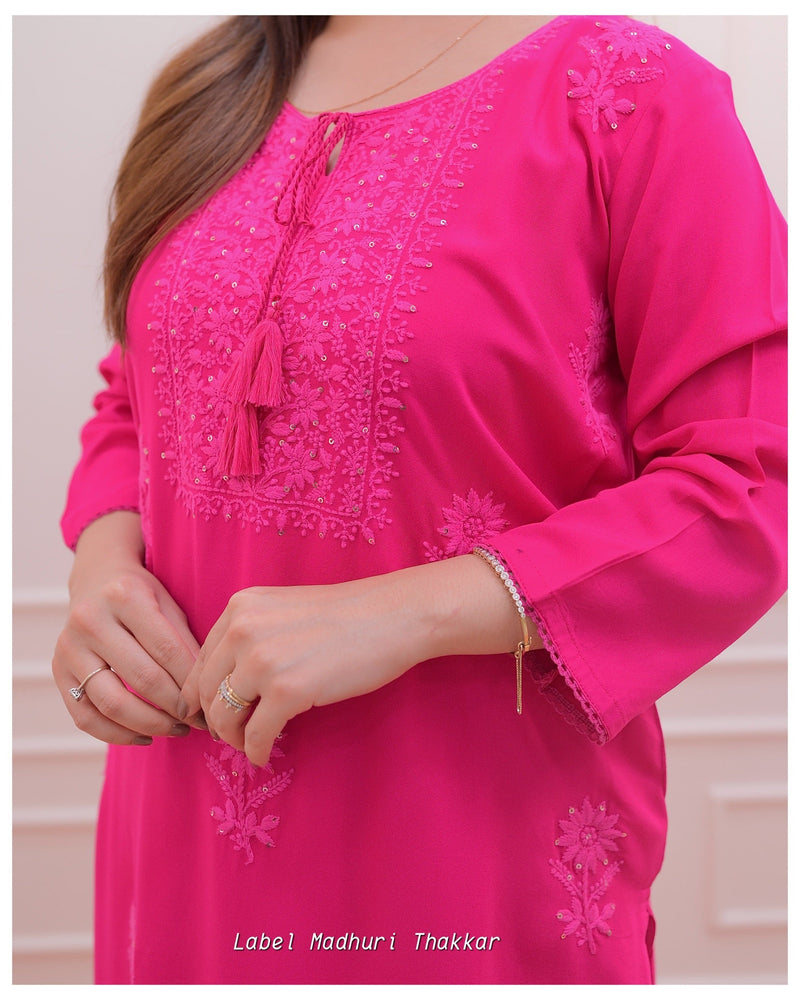 Rani Pink Chikankari Kurti