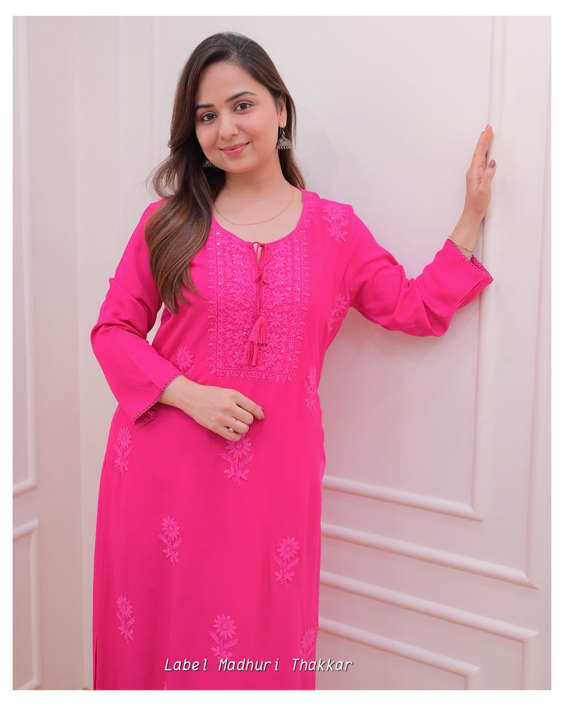 Rani Pink Chikankari Kurti