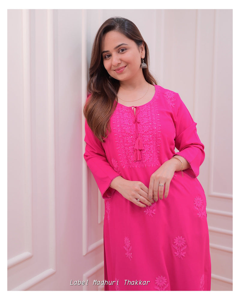 Rani Pink Chikankari Kurti