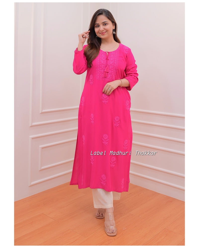 Rani Pink Chikankari Kurti