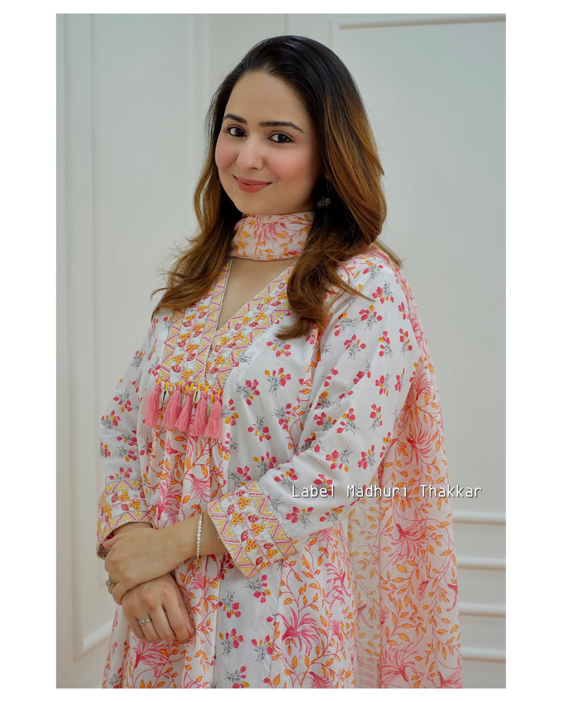 Floral Cotton A Line Suit