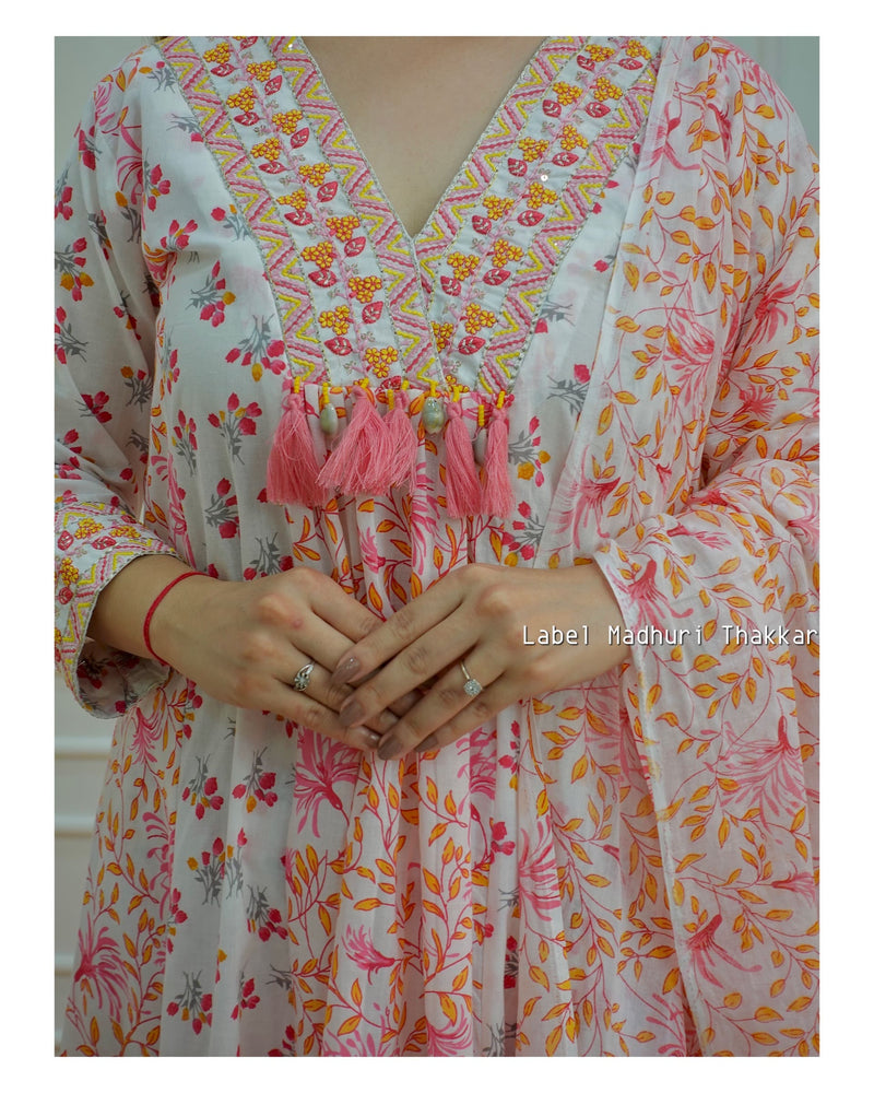 Floral Cotton A Line Suit