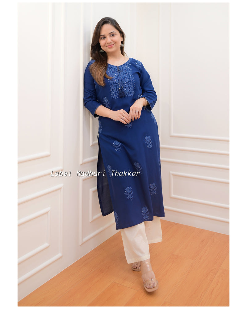 Navy Blue Chikankari Kurti