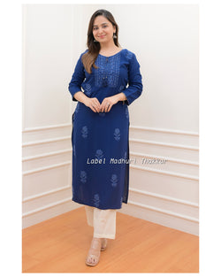 Navy Blue Chikankari Kurti