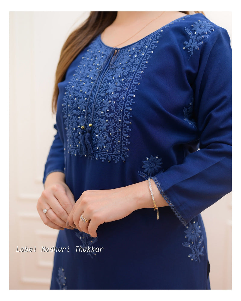 Navy Blue Chikankari Kurti