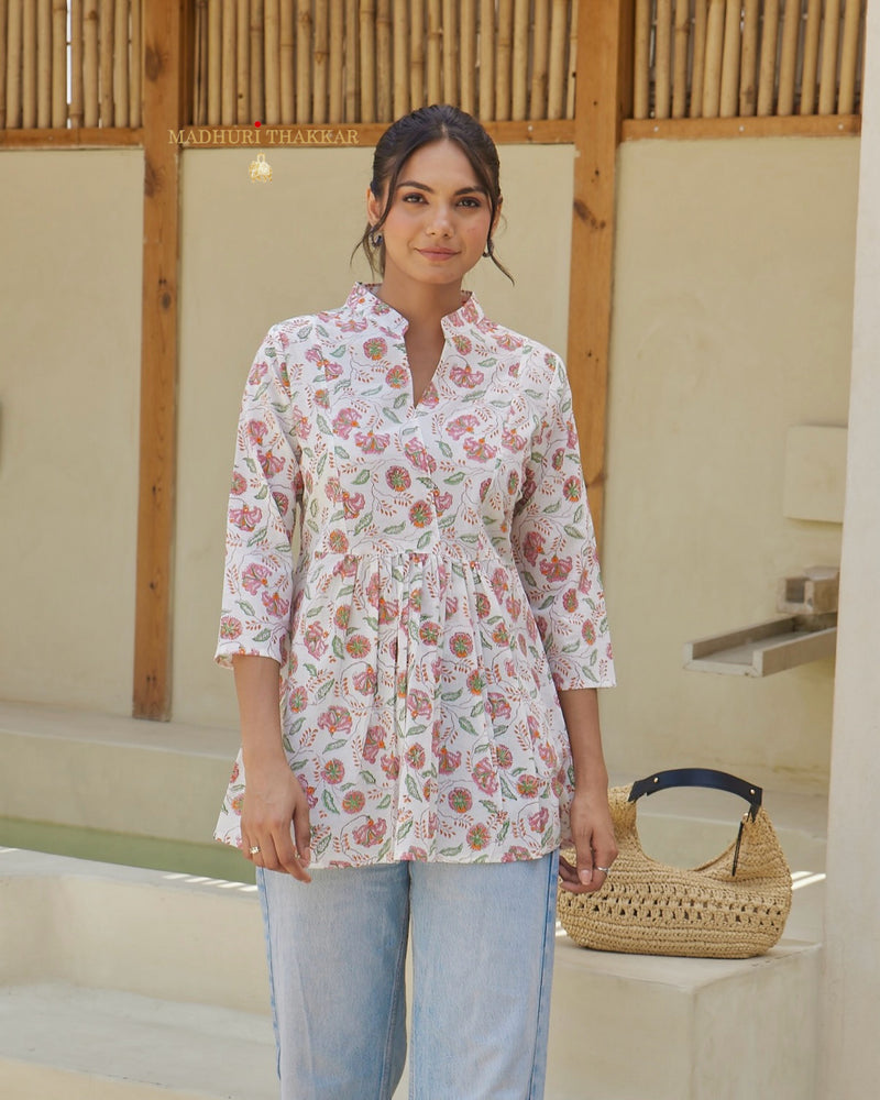 Ivory Floral Cotton Tunic