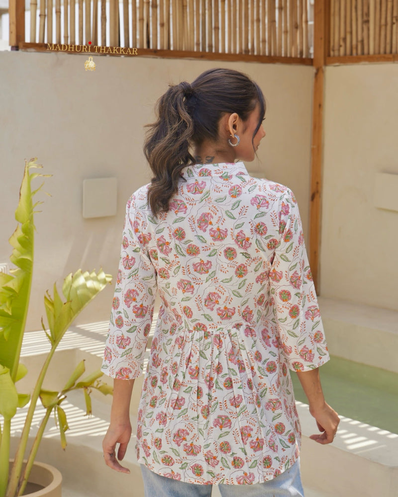 Ivory Floral Cotton Tunic