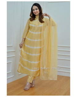 Yellow Leheriya Muslin Suit