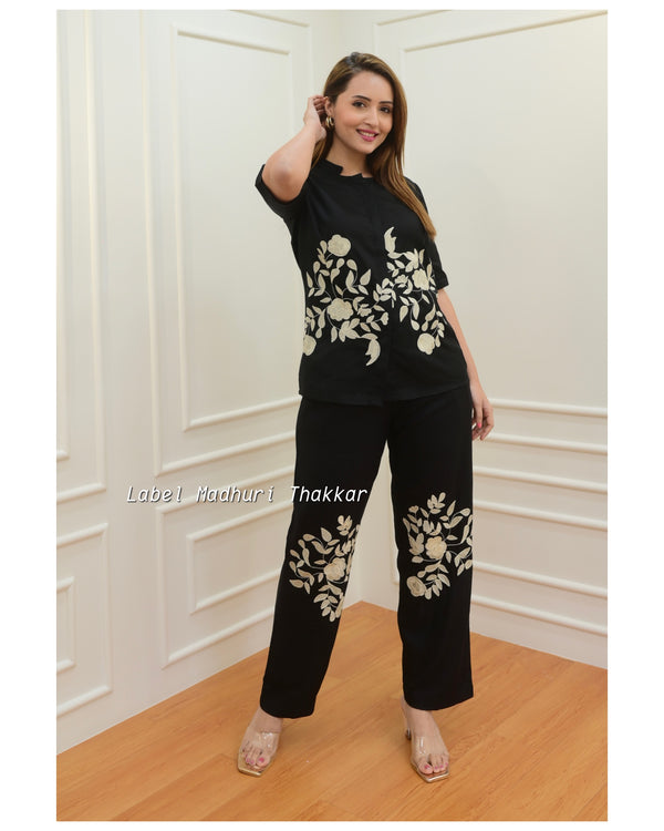 Black Thread Embroidered Co-ord