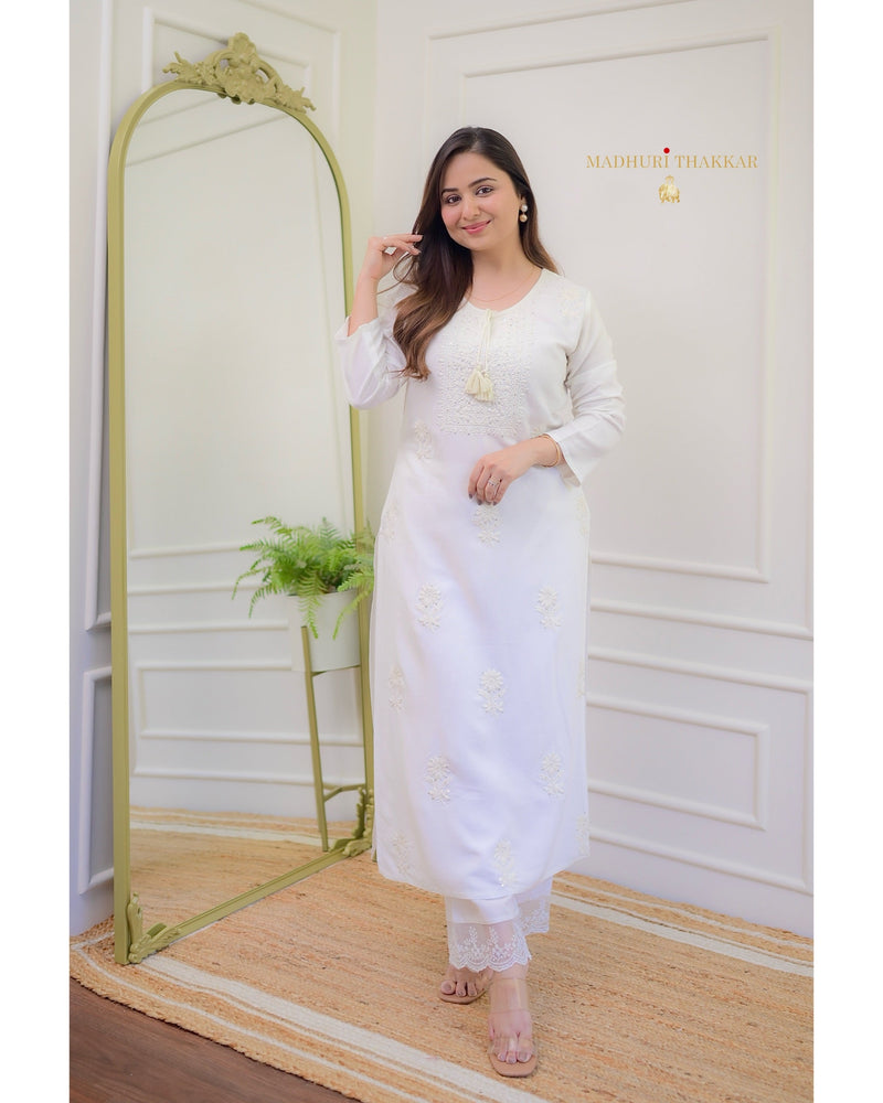 White Chikankari Kurti