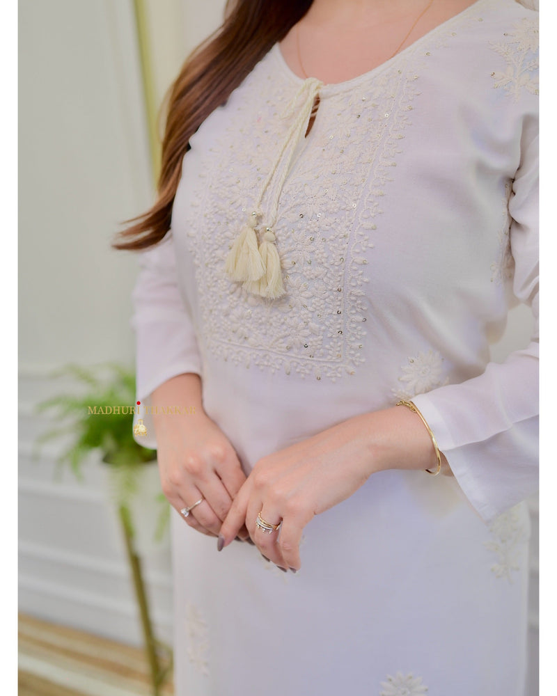 White Chikankari Kurti