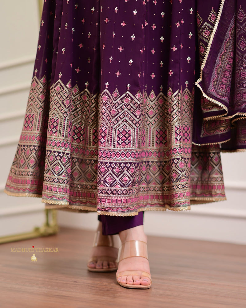 Purple Handwork Georgette Anarkali Suit