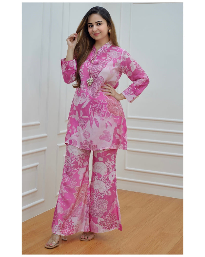 Pink Muslin Floral Co-ord Set