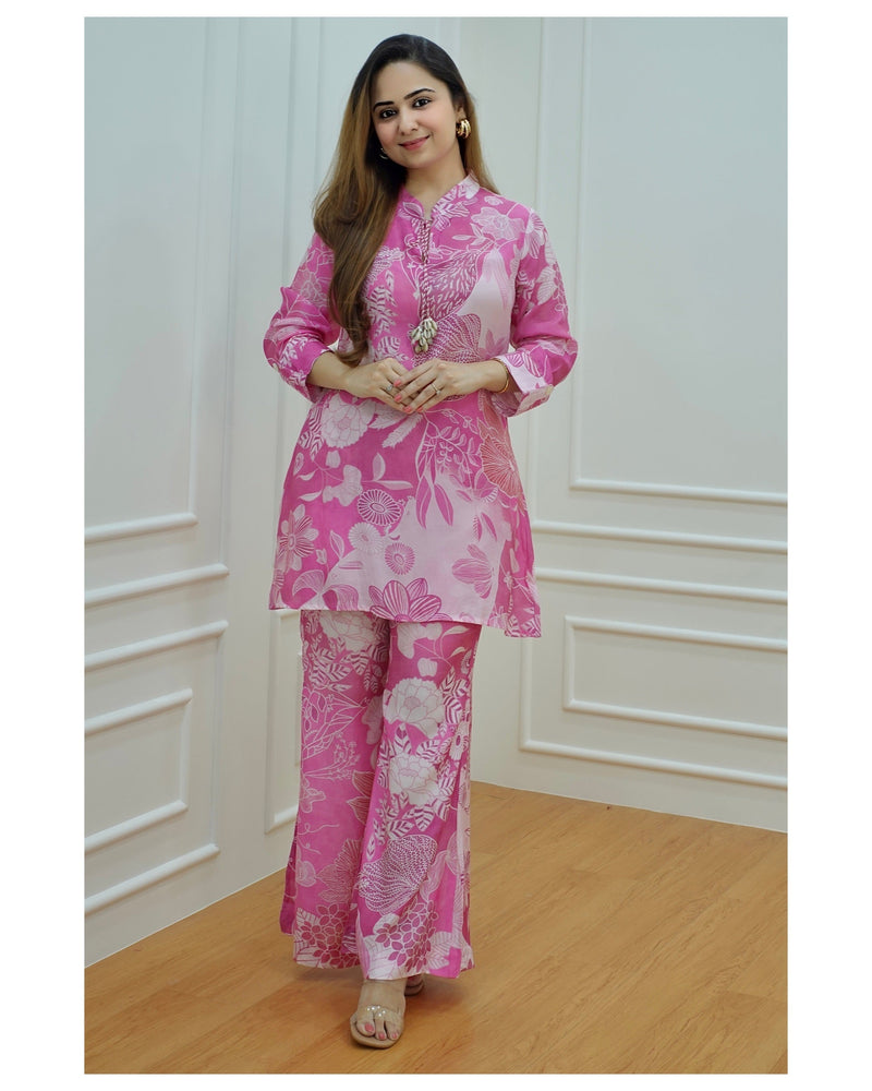 Pink Muslin Floral Co-ord Set