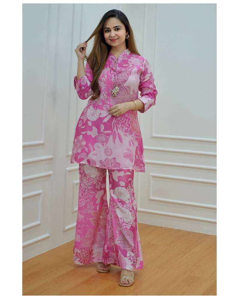 Pink Muslin Floral Co-ord Set