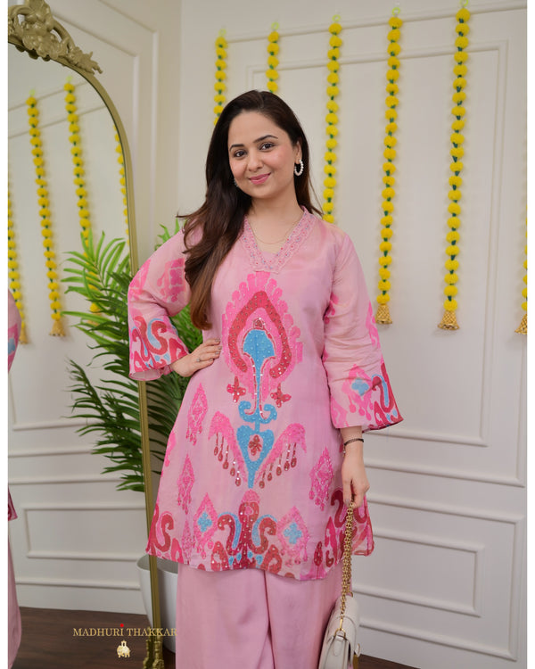 Baby Pink Handwork Shimmer Festive Sharara Set