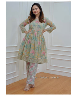 Pista Green Mul Cotton Embroidered Co-ord