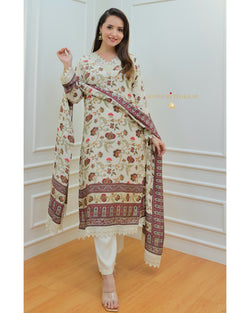 Ivory Digital Printed Muslin Pakistani Suit