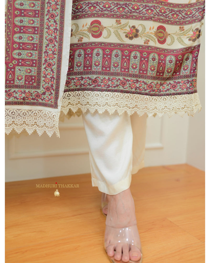 Ivory Digital Printed Muslin Pakistani Suit