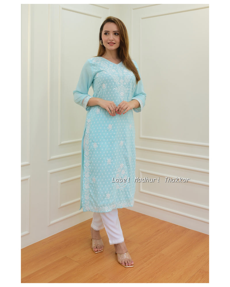 Blue Chikankari Kurta Set