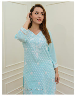 Blue Chikankari Kurta Set