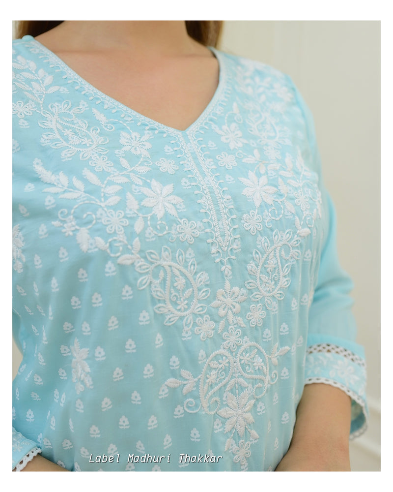 Blue Chikankari Kurta Set