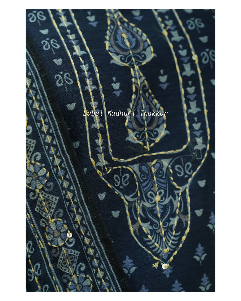 Navy Blue Kantha Work Suit