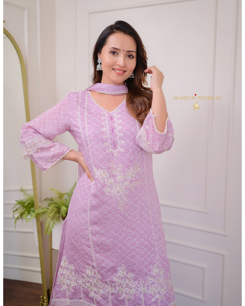 Lilac Pakistani Threadwork Suit