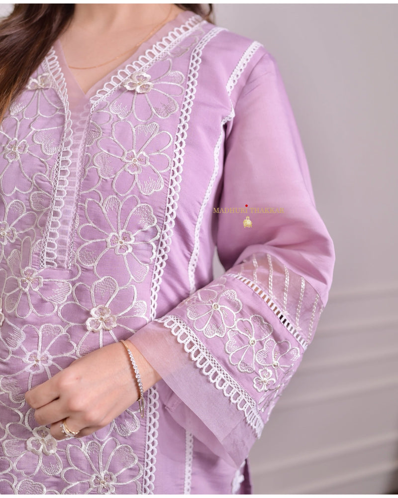 Lilac Chanderi Pakistani Suit