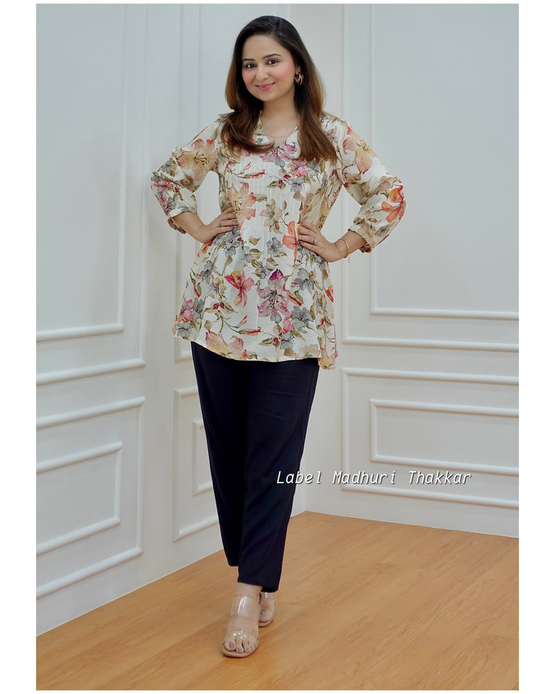 Ivory Floral Muslin Tunic