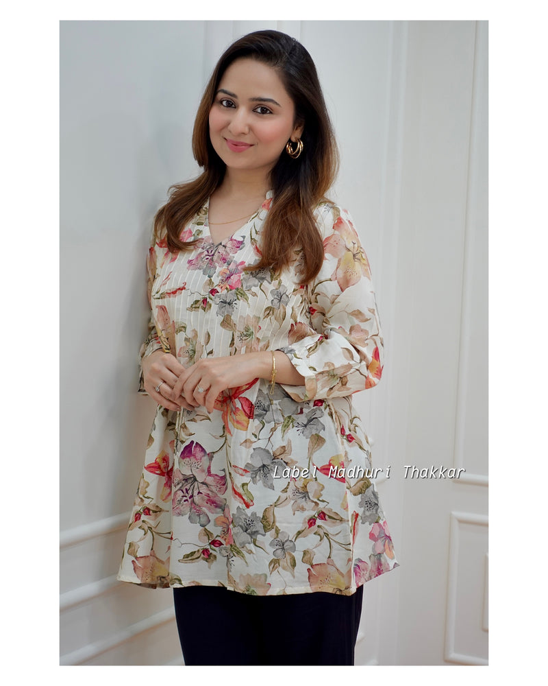 Ivory Floral Muslin Tunic