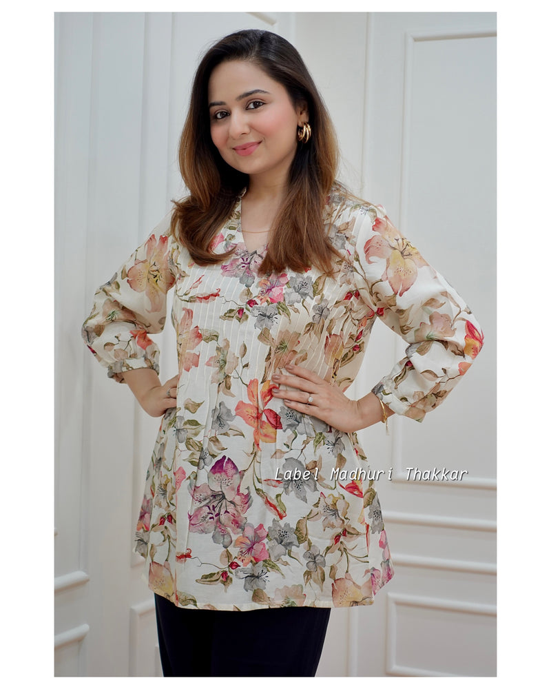 Ivory Floral Muslin Tunic