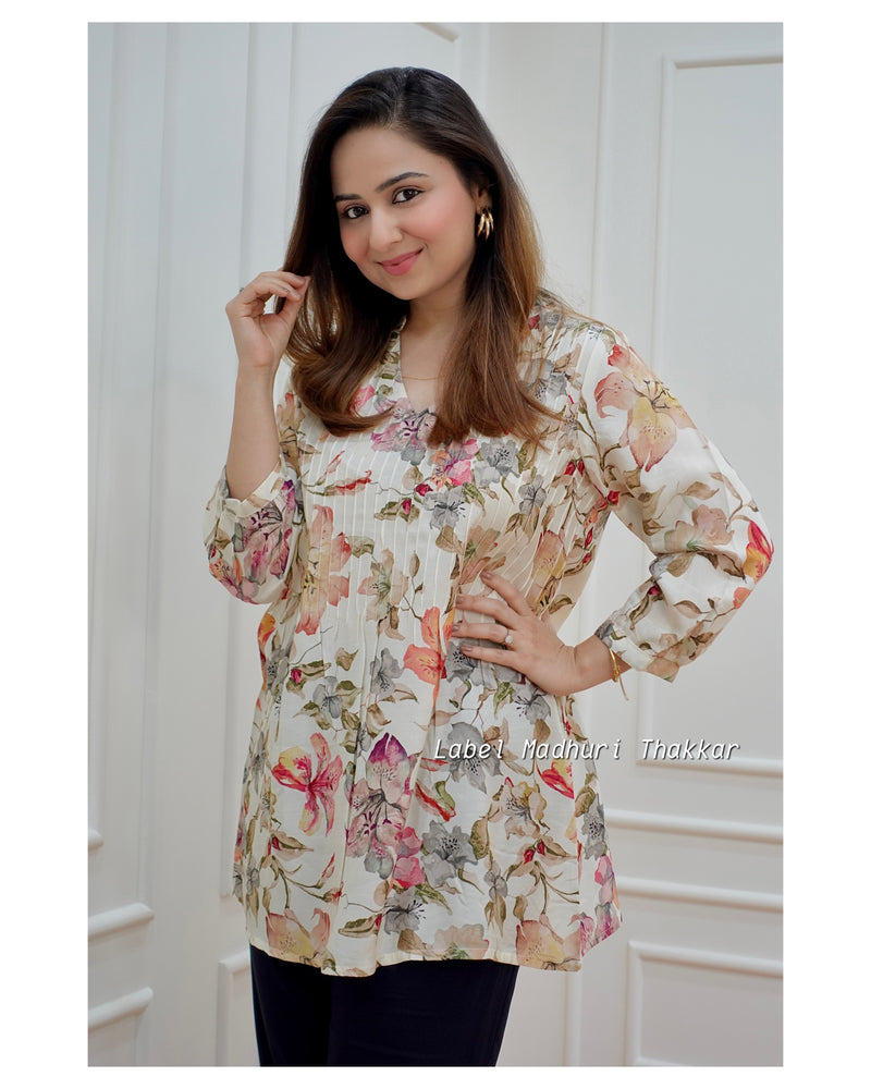 Ivory Floral Muslin Tunic