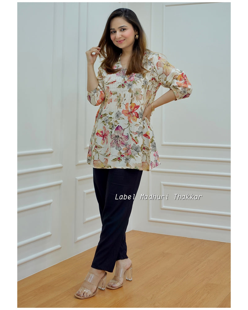 Ivory Floral Muslin Tunic