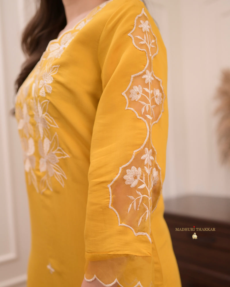 Mustard Yellow Pakistani Threadwork Suit