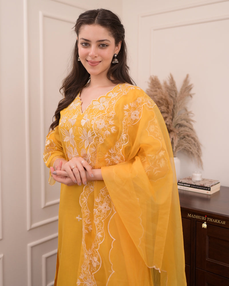 Mustard Yellow Pakistani Threadwork Suit